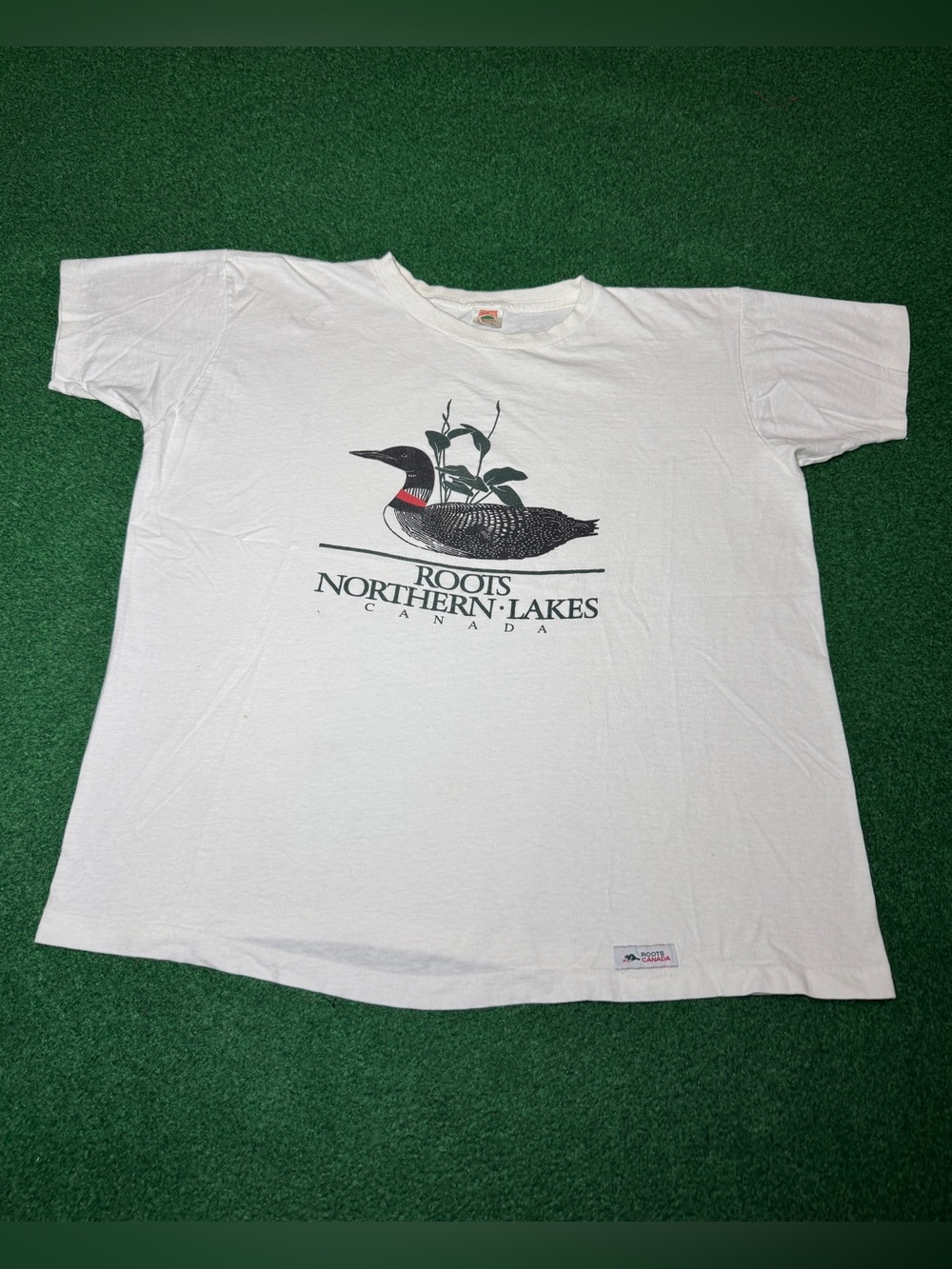 Roots Canada Loon Mallard Duck Northern Lakes Vintage L/XL 80s 90s T Shirt